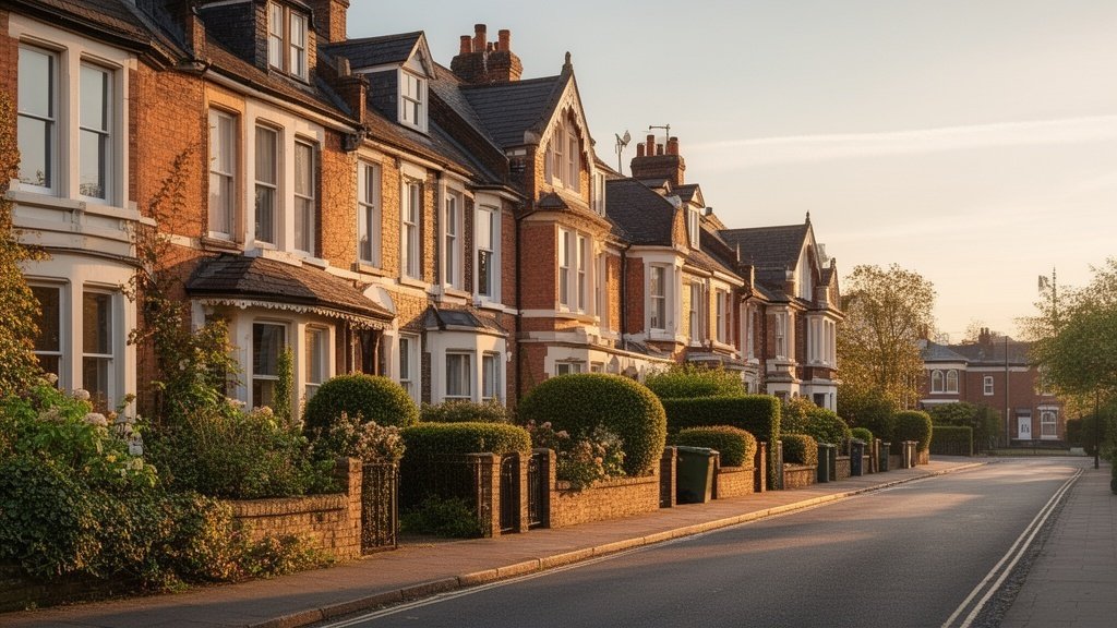Traditional Victorian terraced houses on a residential street in Coventry, typical of properties we survey