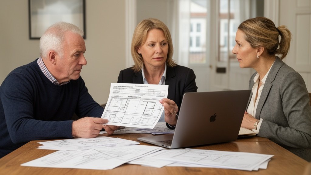 British couple using building survey report to negotiate house price with seller and estate agent
